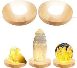 LED-Display-Ständer aus Holz, 15 cm, rund, mit 3