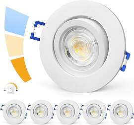 LED Einbaustrahler 230V Dimmbar: 3CCT 5W IP44 Matt 