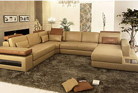 Ledercouch AUGSBURG - Wohnlandschaft modern -