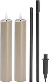 LED-Gartenfackel Kalypso Beige, 2er Set