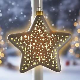 LED Glas Weihnachtsstern Champagner Farben zum