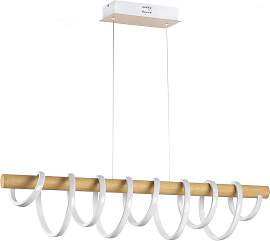 LED-Hängeleuchte Nilo Weiß/Akazie max. 70 Watt