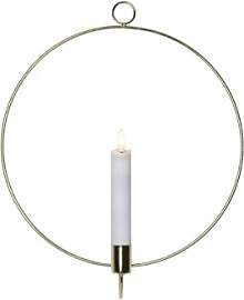LED Kerze Flamme Wall, mit Ring Ø 28cm, Messing
