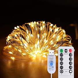 LED Lichterkette, 10 M 100 LED Kupfer Draht Micro