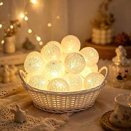 LED Lichterkette Baumwollkugeln,300CM 20LED Kugeln 