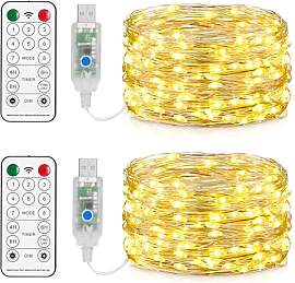 LED Lichterkette USB, 2 x 100LEDs Lichterketten
