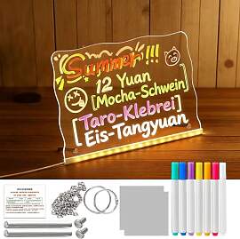 LED Notiztafel mit Farben - 30 x 20cm Maltafel