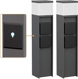 ledscom.de 2 Stück Pollerleuchte PODEL für