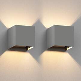 ledscom.de 2 Stück Wandleuchte CUBEL für außen, 