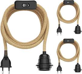 ledscom.de 3 Stück Hanf-Kabel/Textilkabel LEKA,