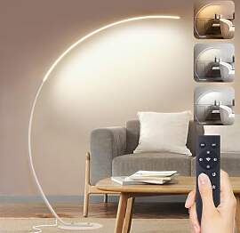 LED Stehlampe Wohnzimmer Bogenlampe, 25W Dimmbar