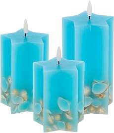 LED Universum - LED Kerze Shelly Star blau mit