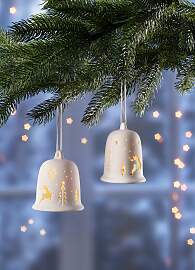 LED-Weihnachtsglocke, 2er-Set, Cremeweiss, Größe 
