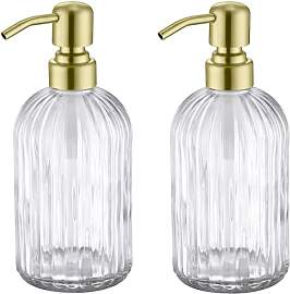 Leetcp Goldfarbener Glas-Seifenspender mit