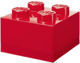 LEGO Aufbewahrungsstein 4 Noppen Transparent Rot