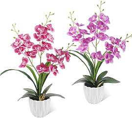 LEIMEND 2 Stück Künstliche Orchideen im Topf