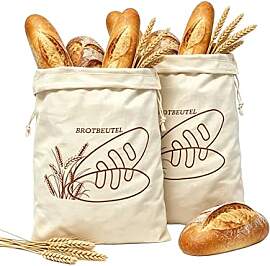 Leinen-Brotbeutel,wiederverwendbar, mit Kordelzug, 