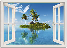 Leinwandbild ARTLAND "Fensterblick Insel