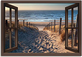 Leinwandbild ARTLAND "Fensterblick Weg zum