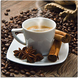 Leinwandbild ARTLAND "Kaffeetasse Leinensack