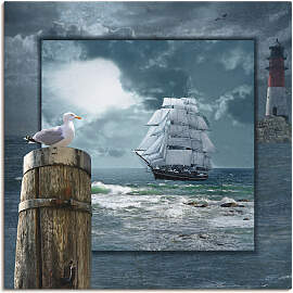 Leinwandbild ARTLAND "Maritime Collage mit