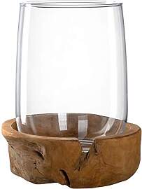 Leonardo Terra Windlicht mit Teakholz Sockel,