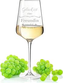 Leonardo Weinglas mit Gravur - Glück ist eine