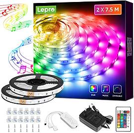 Lepro LED Strip 15M(2x7.5M), LED Streifen Musik