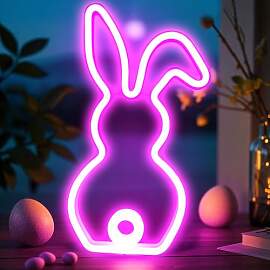 Lergas Osterhase Deko Neon Lampe, LED Hase Lampe