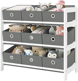 Lestarain Kinderregal mit 9 Boxen, Bücherregal