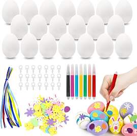 LETSHOLD 25 Stück Ostereier Plastik Weiß 6 cm,