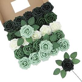LEUCHTAMOR 25 Stück Künstliche Rosen,