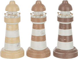 Leuchtturm Albasia, Braun / Hellbraun / Weiß /