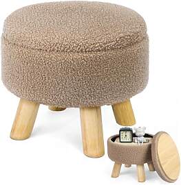 LIANTRAL Runder Sitzhocker, Teddy Samt Fußhocker
