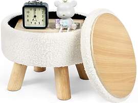 LIANTRAL Runder Sitzhocker, Teddy Samt Fußhocker