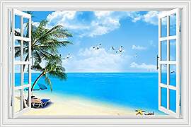 Lichi 3D-Fenster-Wandaufkleber, Wandtattoo, Motiv: 