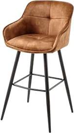 Licht-Erlebnisse Barhocker Samt Metall in Cognac