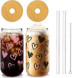 Liebe Dose Glas, Paar Kaffee Glas Tassen, Paar
