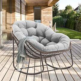 LIFEISLE Schaukelstuhl Schaukelsessel mit Rattan,