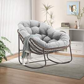 LIFEISLE Schaukelstuhl Schaukelsessel mit Rattan,