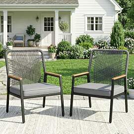 LIFERUN Gartenstuhl Rattan 2er Set,