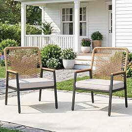 LIFERUN Gartenstuhl Rattan 2er Set,