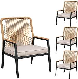 LIFERUN Gartenstuhl Rattan 4er Set,