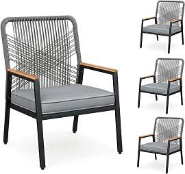 LIFERUN Gartenstuhl Rattan 4er Set,