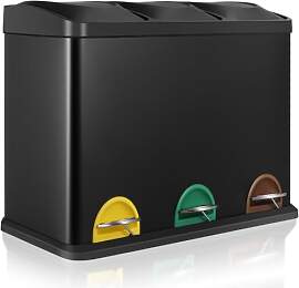 LIFERUN Mülleimer 3 Fächer, 3x 15L