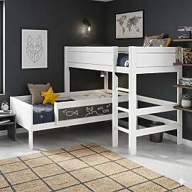 LIFETIME Eck-Etagenbett Original Kiefer Massivholz 