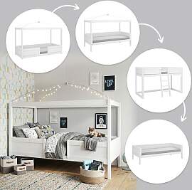 LIFETIME Mini-Hochbett 4-in-1 Kiefer Massivholz