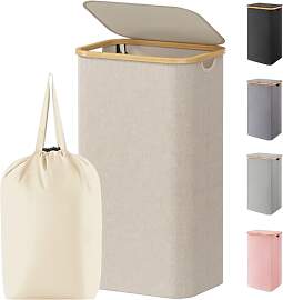 Lifewit 100L Wäschekorb mit Deckel, Wäschekörbe 