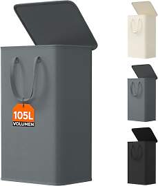 Lifewit 105L Wäschekorb mit Deckel, Wäschekorb