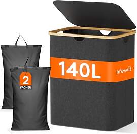 Lifewit 140L Wäschekorb mit Deckel, Große